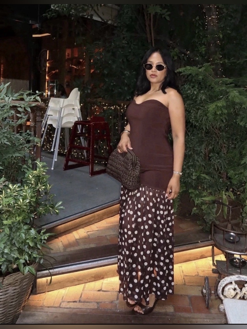 🔥🔥Zara Strapless Brown Polka Dot Mermaid Dress - Picture 4 of 13